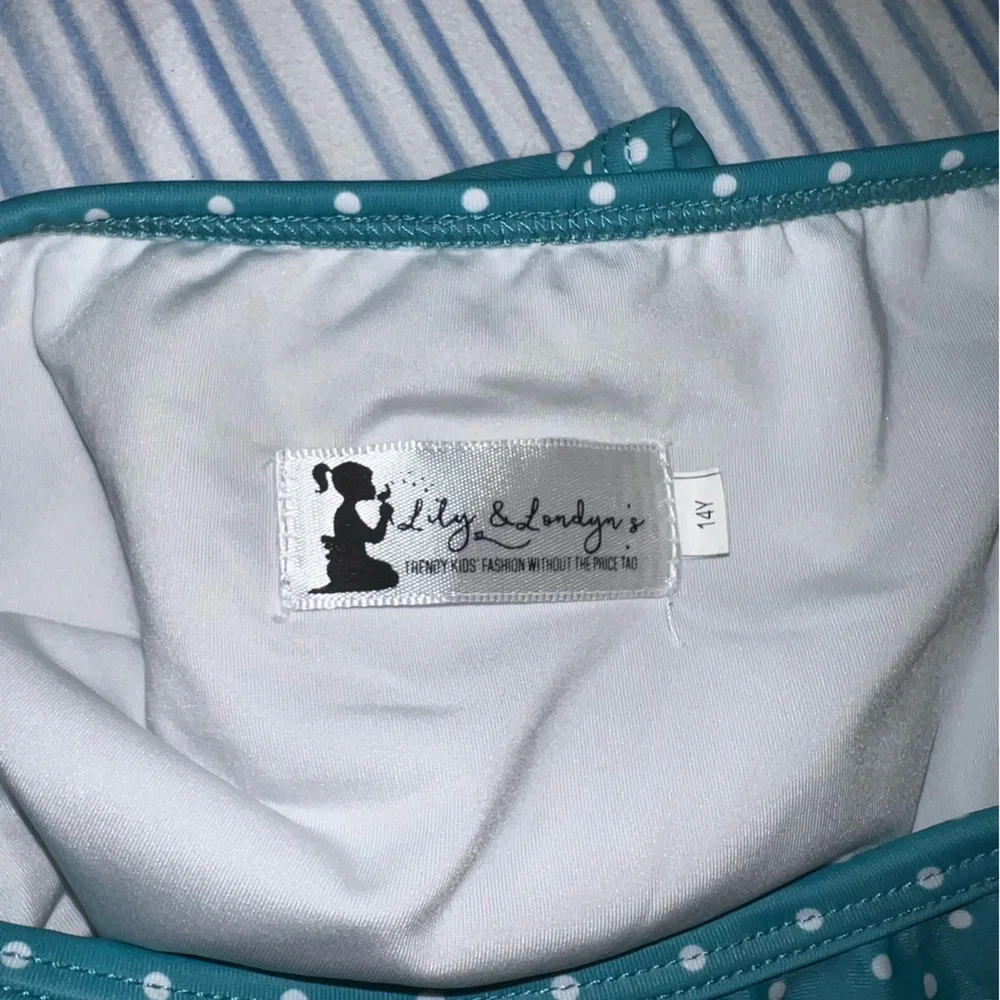 Lily & Londyn Floral Tankini Set with Teal Polka Dot Bottoms